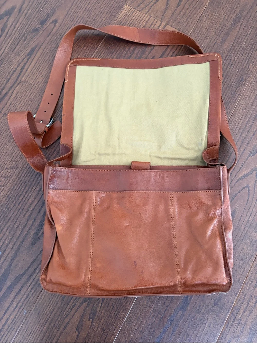 Cole Haan Brown Leather Messenger Bag with Adjustable Strap